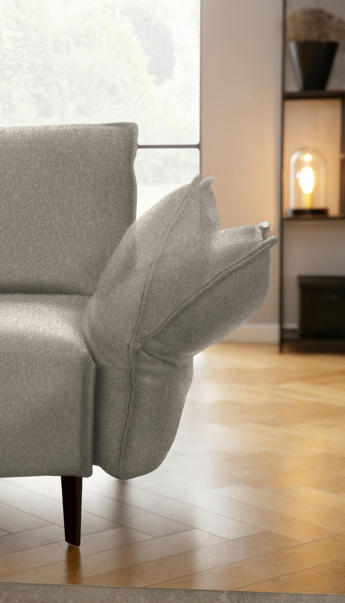 ECKSOFA  in Chenille, Flachgewebe Greige  272/340 cm  - Greige/Schwarz, MODERN, Textil/Metall (272/340cm) - W.Schillig