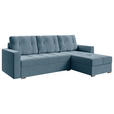 ECKSOFA  in Samt Blau  - Chromfarben/Blau, KONVENTIONELL, Kunststoff/Textil (233/140cm) - Carryhome