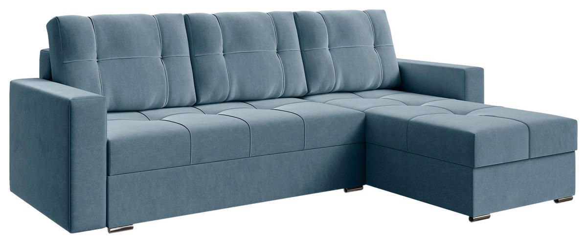 ECKSOFA Blau Samt  - Chromfarben/Blau, KONVENTIONELL, Kunststoff/Textil (233/140cm) - Carryhome