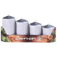 SADA VÁLCOVÝCH SVÍČEK - barvy stříbra, Basics, přírodní materiály (20.5/9.5/5cm)