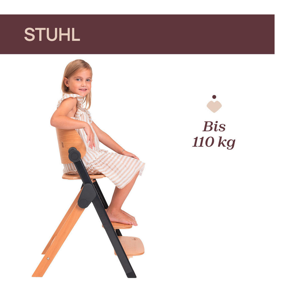 HOCHSTUHL Meraviglia  - Buchefarben/Schwarz, Basics, Holz/Kunststoff (44/63-83/55cm) - Chicco