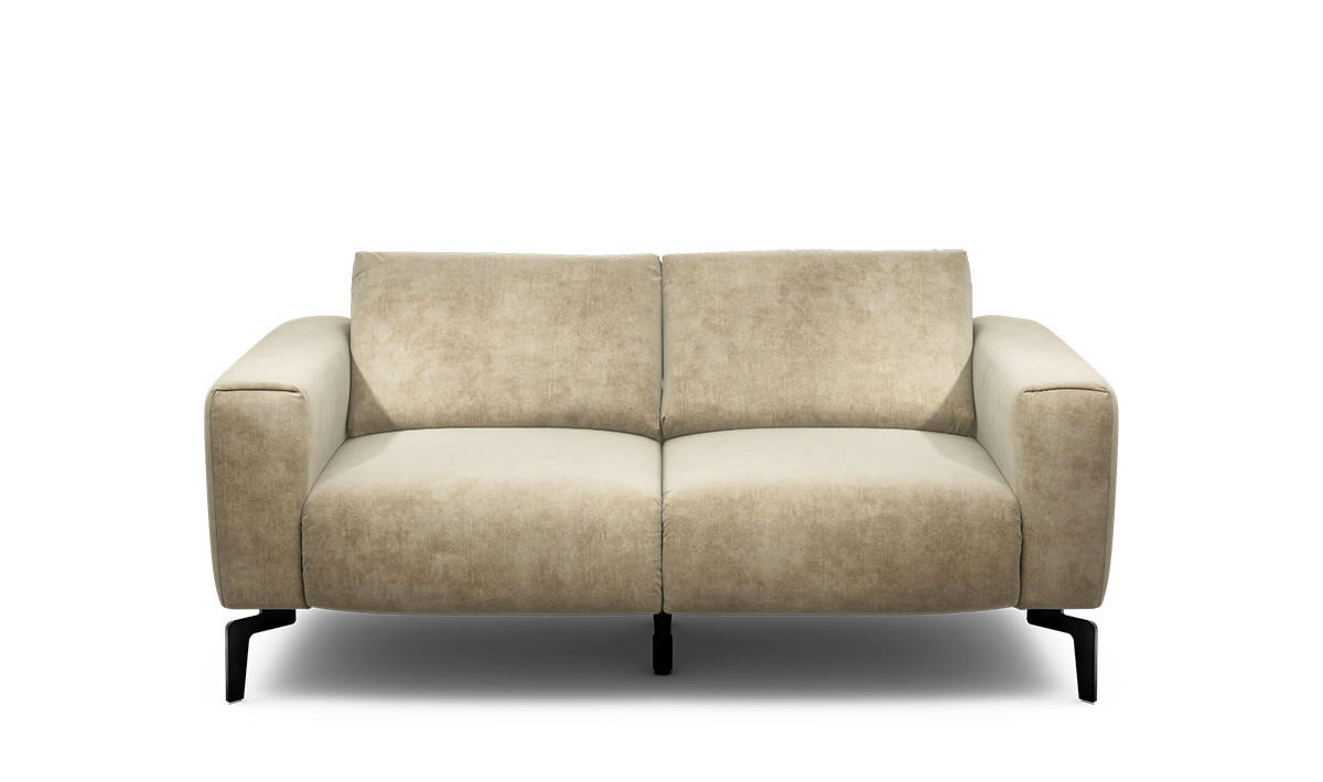 2-SITZER-SOFA in Samt Sandfarben  - Sandfarben/Schwarz, Design, Textil/Metall (180/86/86-94cm) - SENSOO