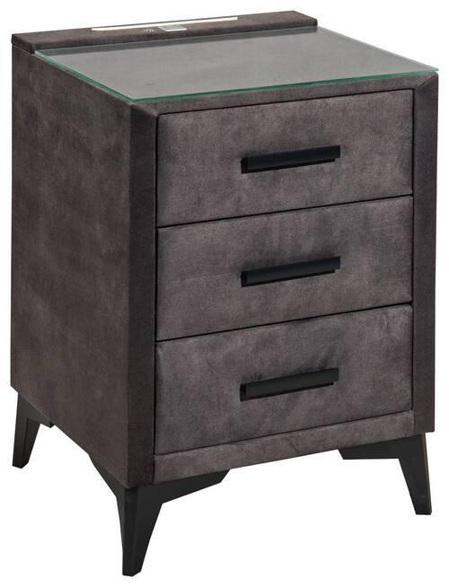 NACHTSCHRANK 47/70/51 cm  - Dunkelbraun/Schwarz, KONVENTIONELL, Glas/Kunststoff (47/70/51cm) - Boxxx