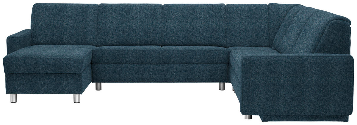 WOHNLANDSCHAFT in Chenille Blau  - Blau/Alufarben, KONVENTIONELL, Kunststoff/Textil (158/322/236cm) - Sedda