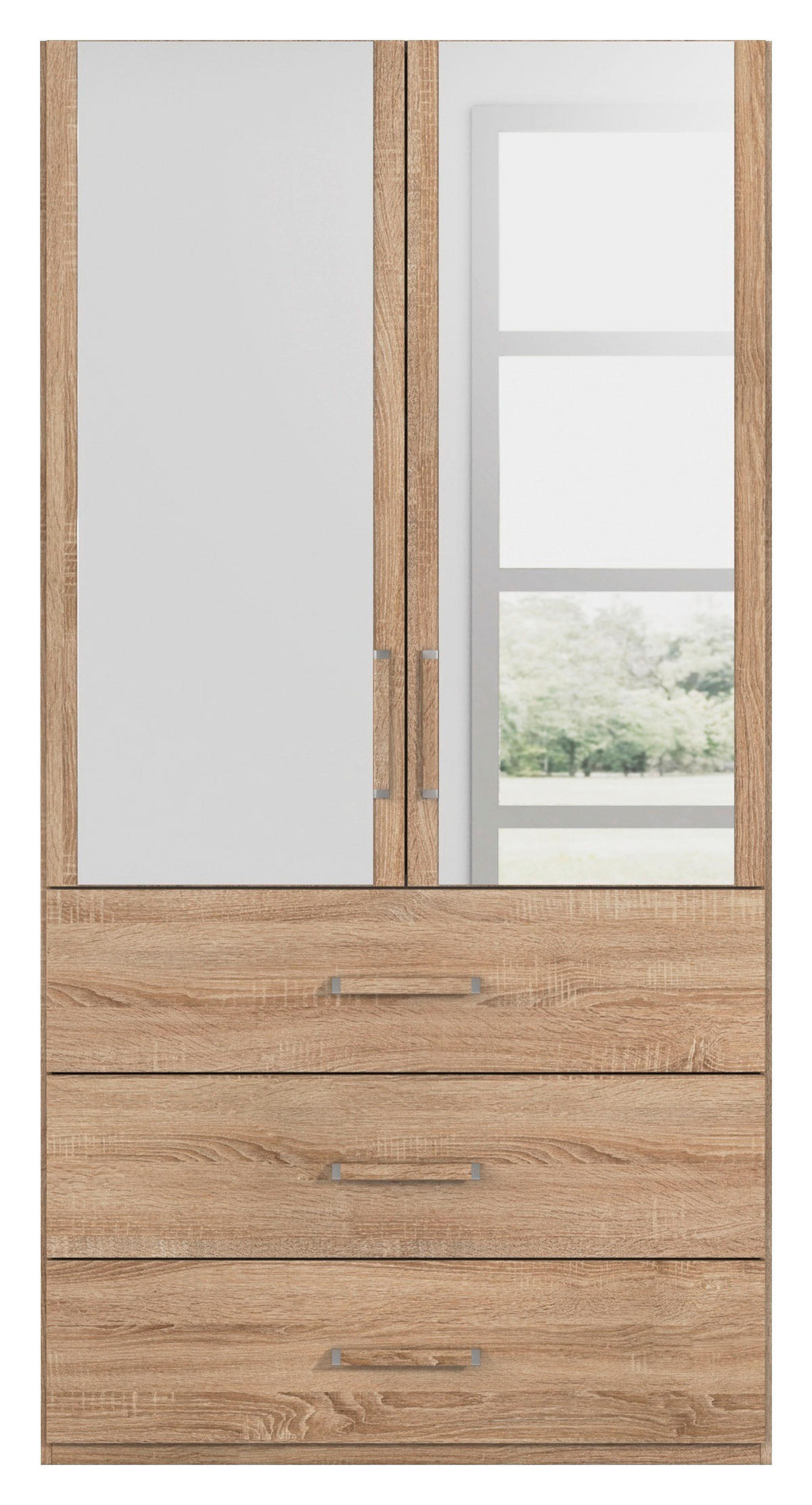 DREHTÜRENSCHRANK 101/197/60 cm 2-türig Sonoma Eiche  - Sonoma Eiche, Design, Glas/Holzwerkstoff (101/197/60cm) - Novel