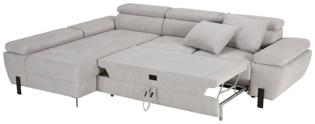 HÖRNSOFFA i vävt tyg grå  - ljusgrå/svart, Modern, metall/trämaterial (93/75-90/277cm) - MID.YOU