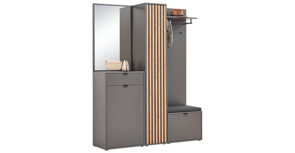 GARDEROBE  in 156/198/40 cm  - Graphitfarben/Eiche Artisan, Design, Glas/Holzwerkstoff (156/198/40cm) - Voleo