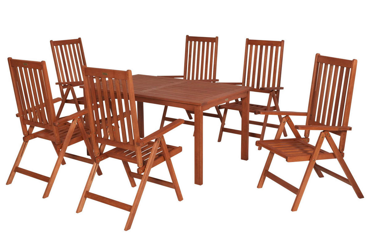 GARTENTISCHGRUPPE EukalyptusholzHartholz  - Eukalyptusholzfarben, KONVENTIONELL, Holz - Gardenson