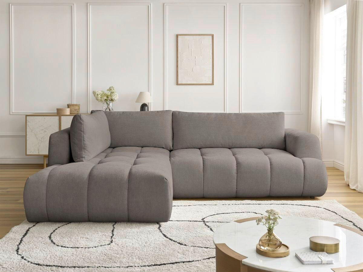 ECKSCHLAFSOFA FUJI Leinenoptik Beige  inkl.  - Beige/Schwarz, MODERN, Kunststoff/Textil (204/282cm)