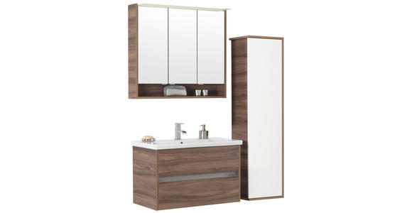 BADEZIMMER  in 93,2 cm  - Nussbaumfarben/Weiß, Basics, Glas/Keramik (93,2cm) - Voleo