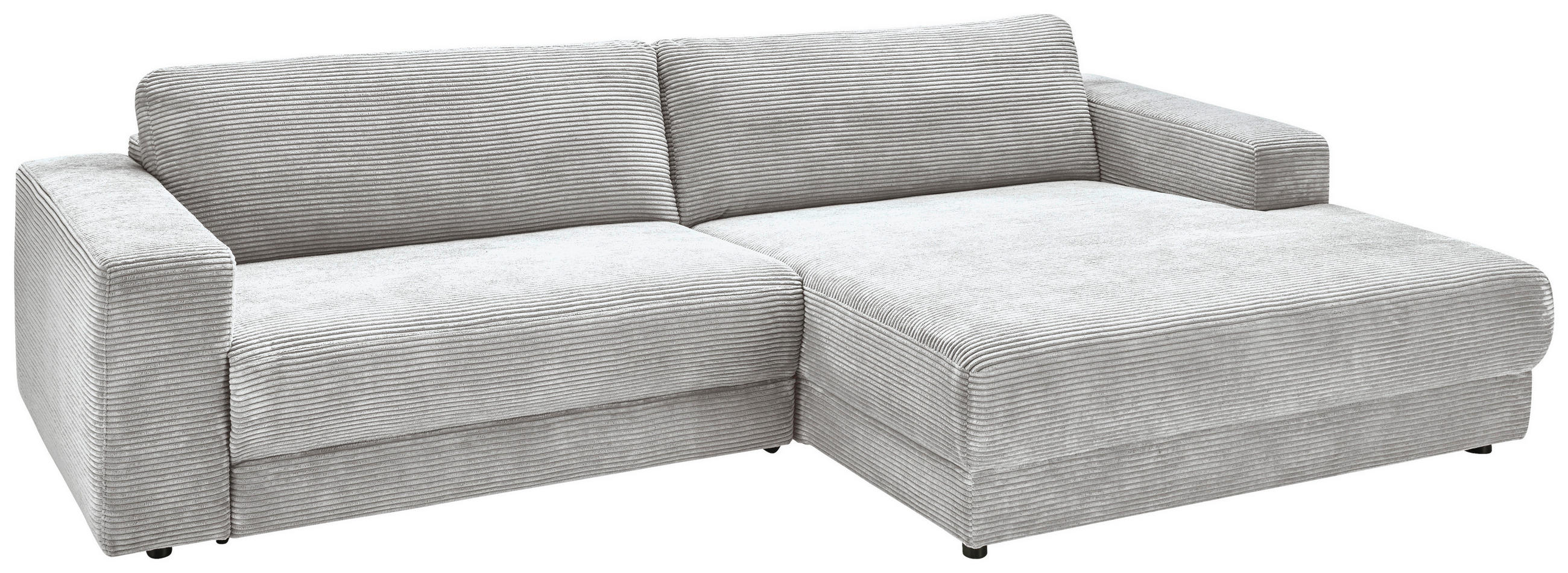 ECKSOFA in Cord Grau  - Schwarz/Grau, Design, Kunststoff/Textil (296/168cm) - Pure Home Lifestyle
