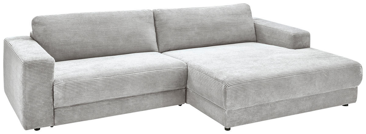 ECKSOFA in Cord Grau  296/168 cm  - Schwarz/Grau, Design, Kunststoff/Textil (296/168cm) - Pure Home Lifestyle