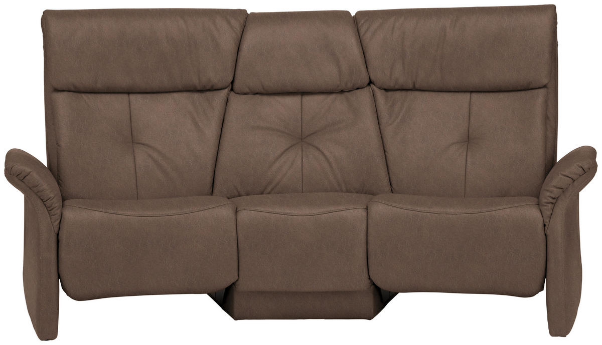TRAPEZSOFA in Echtleder Dunkelbraun  - Dunkelbraun/Naturfarben, KONVENTIONELL, Leder/Holz (208/103/105cm) - Himolla Komfortklass