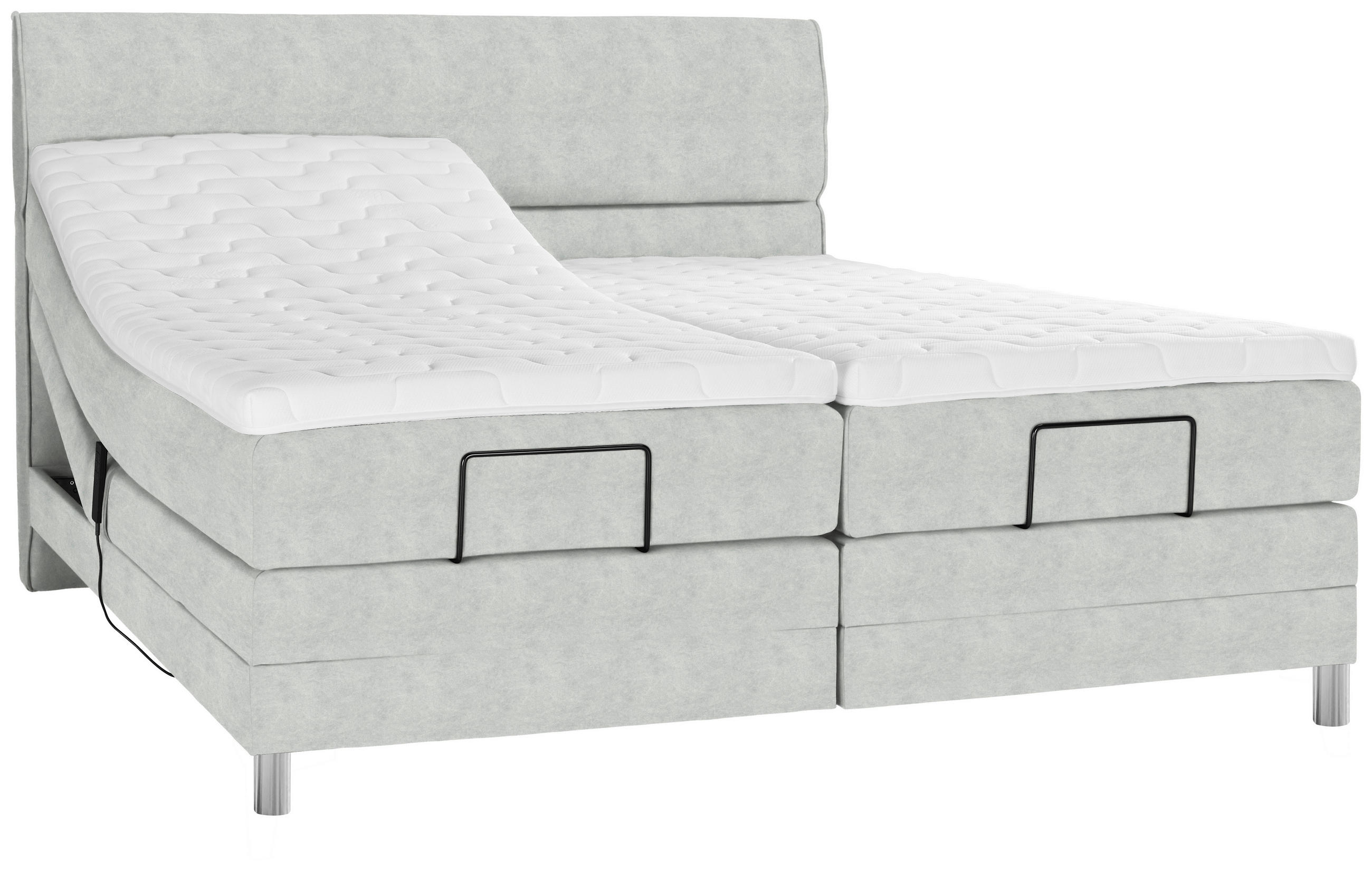 BOXSPRINGBETT 180/200 cm  in Hellgrau  - Chromfarben/Hellgrau, KONVENTIONELL, Kunststoff/Textil (180/200cm) - Voleo