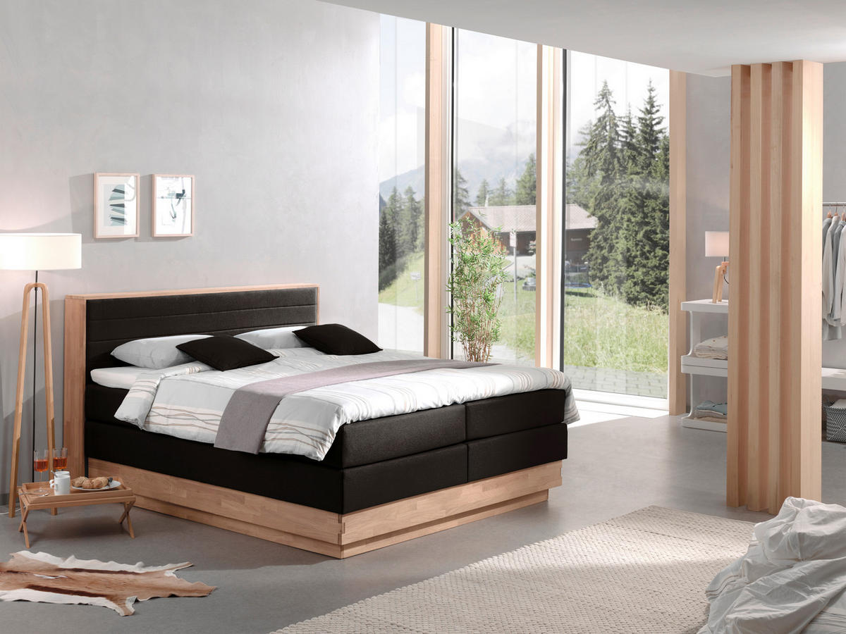 BOXSPRINGBETT 180/200 cm  in Braun, Eichefarben  - Eichefarben/Schwarz, MODERN, Holz/Kunststoff (180/200cm) - MID.YOU