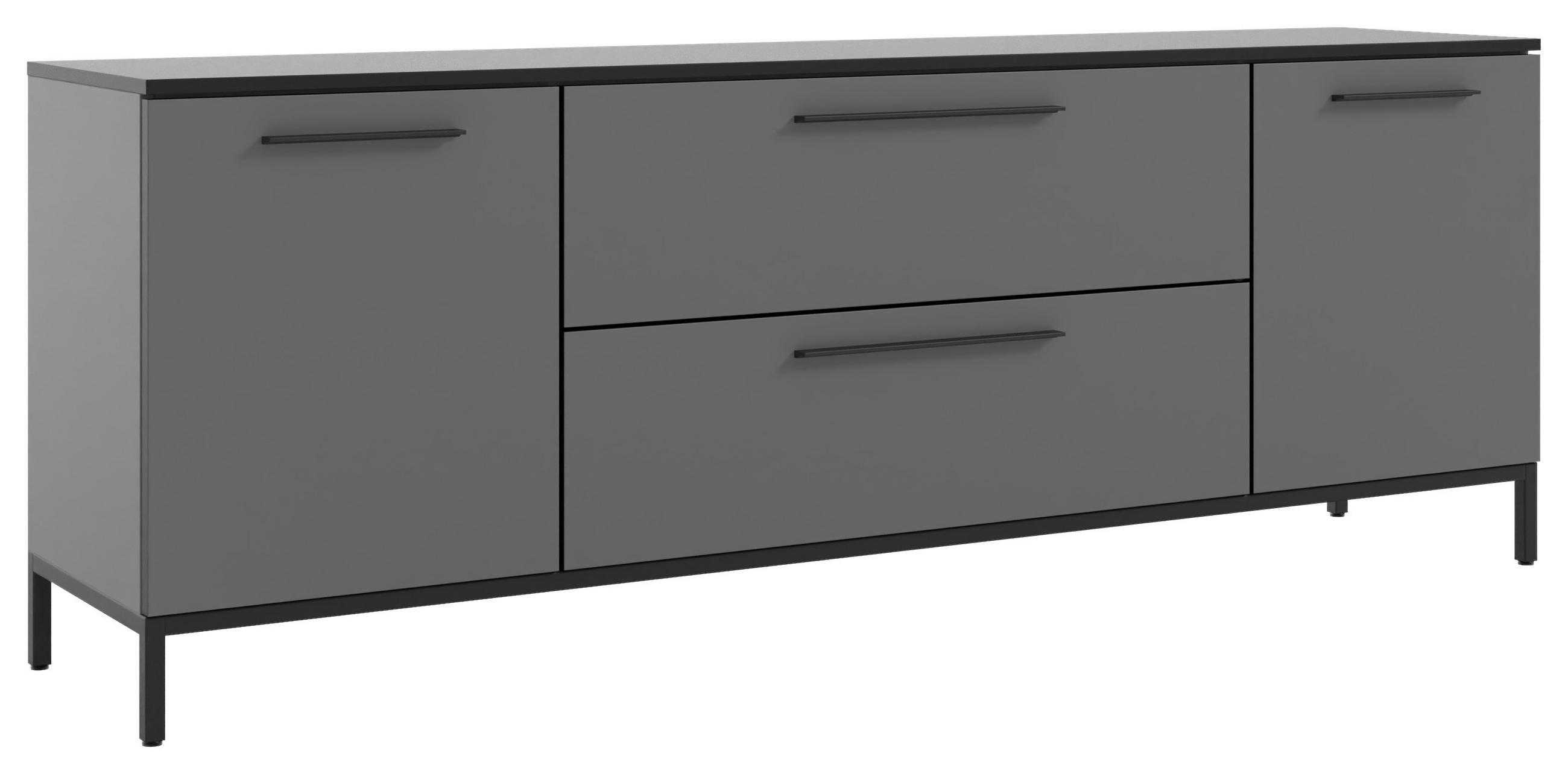 LOWBOARD Soul  in 180/66/40 cm  - Dunkelgrau/Schwarz, MODERN, Holzwerkstoff/Metall (180/66/40cm)