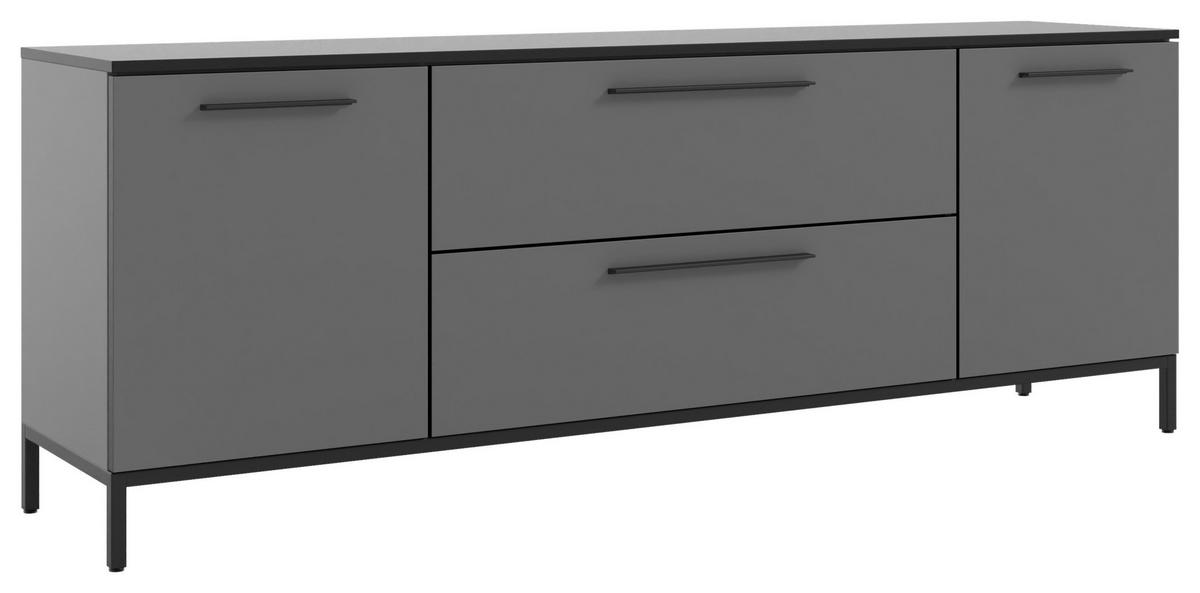 LOWBOARD Soul  in 180/66/40 cm  - Dunkelgrau/Schwarz, MODERN, Holzwerkstoff/Metall (180/66/40cm)