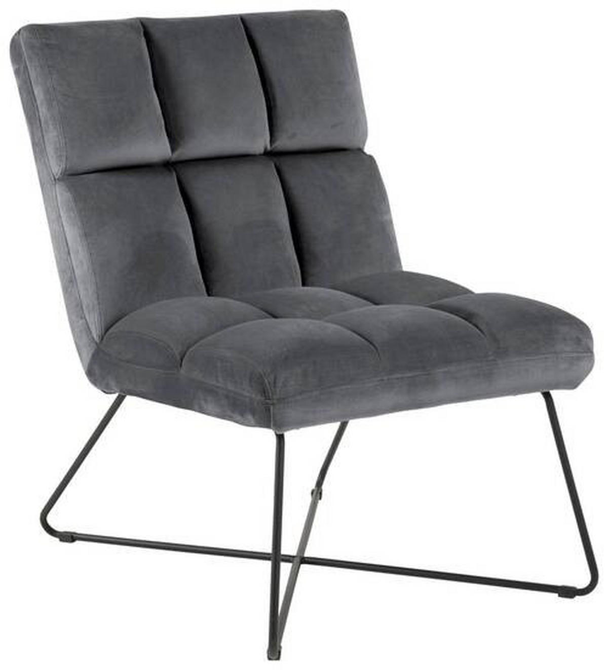 SESSEL Samt Schwarz, Dunkelgrau    - Dunkelgrau/Schwarz, MODERN, Textil/Metall (62/90/86cm)