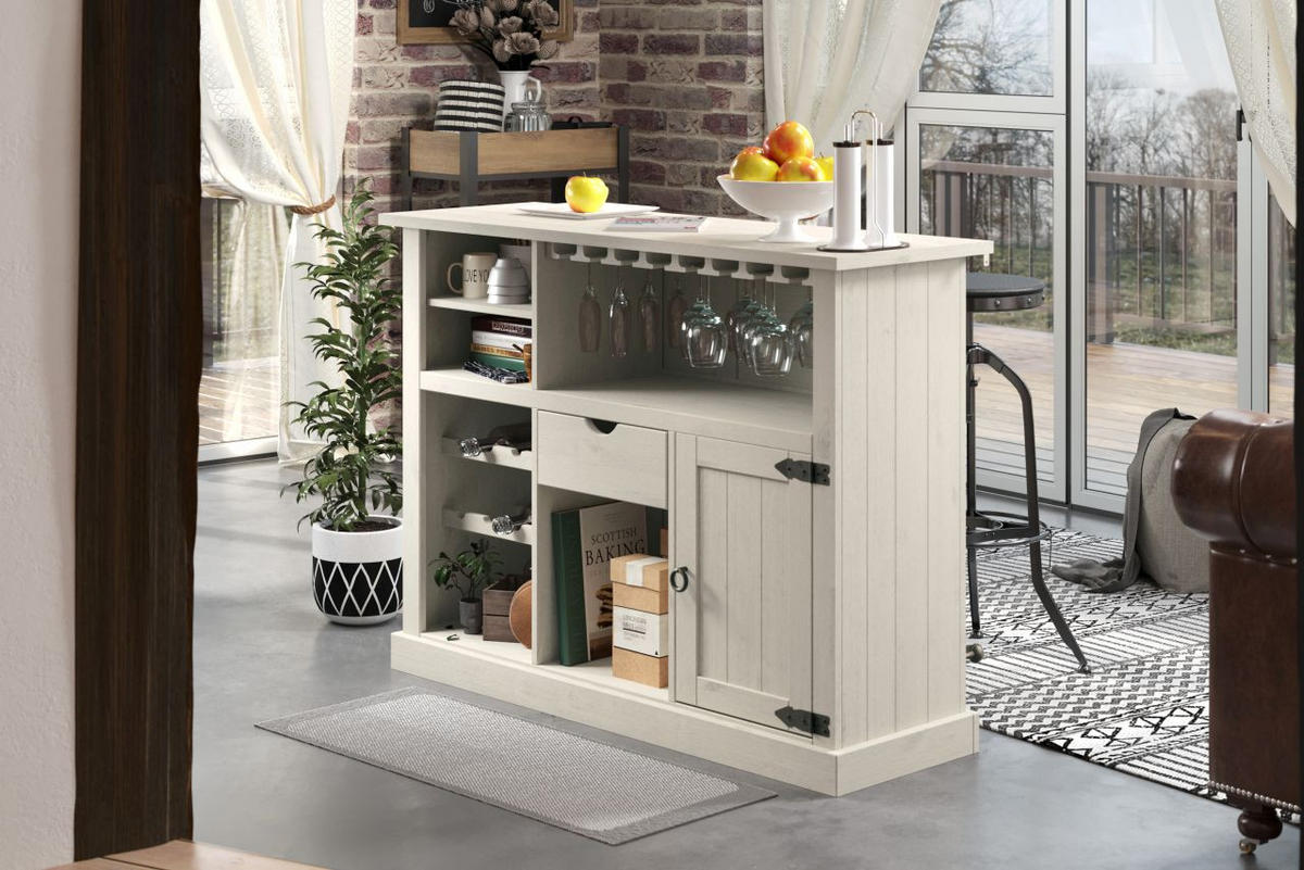 BAR fehér  - fehér, Romantik / Landhaus, fa (140/104/48cm) - MID.YOU