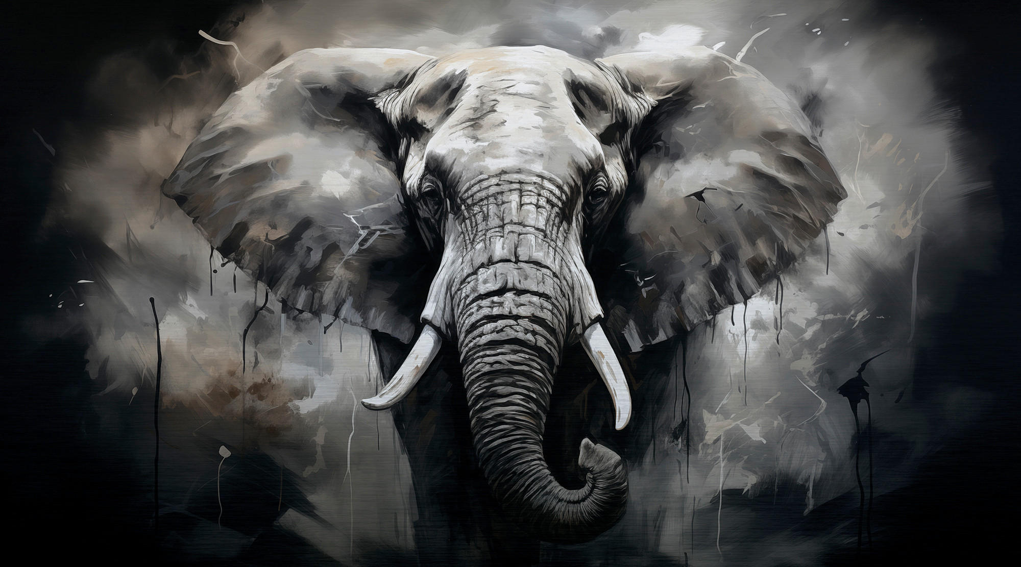 Euroart Aluminiumbild Silver Elephant I Mehrfarbig 180x100x2 cm