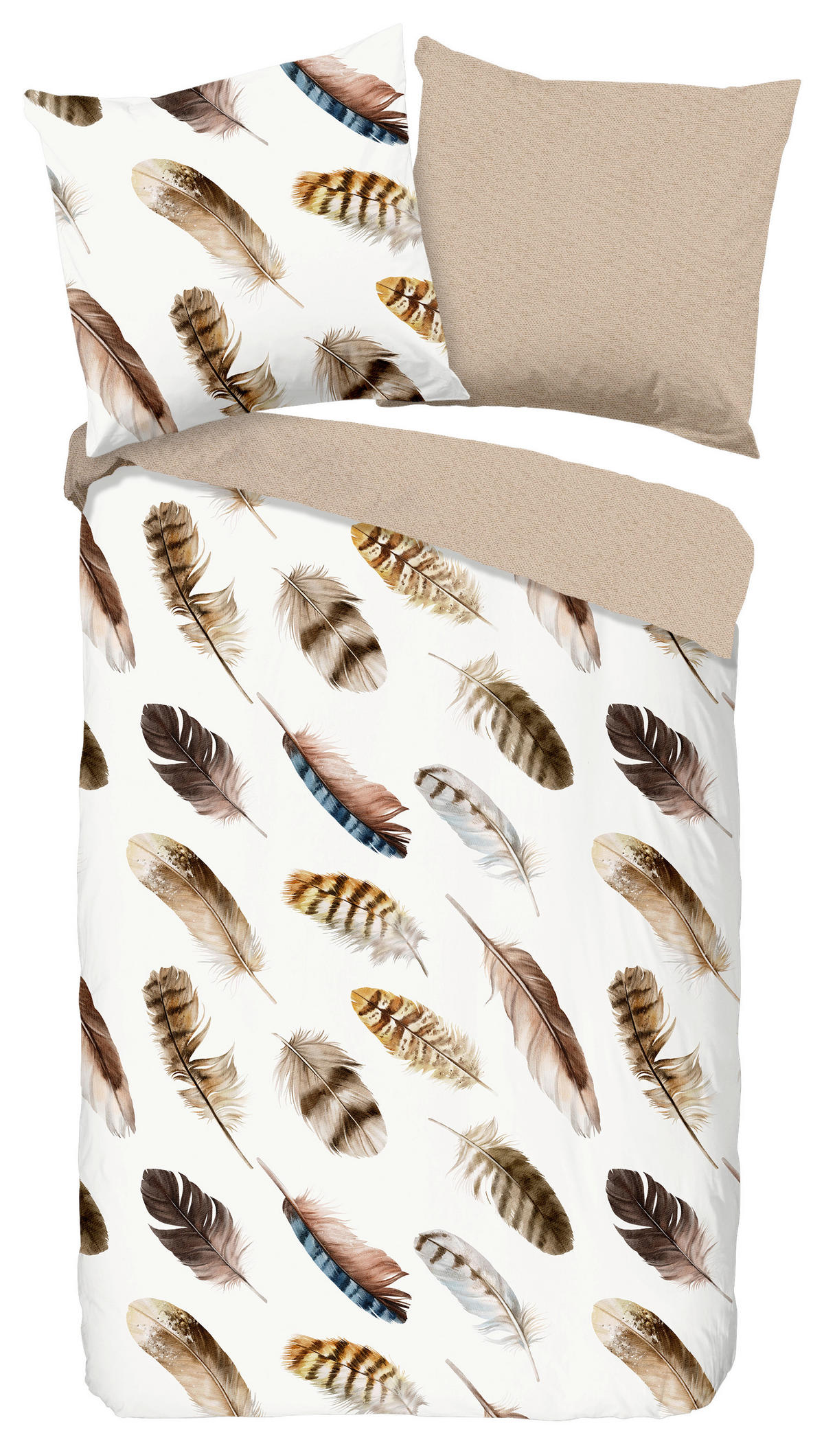 WENDEBETTWÄSCHE Fedra Renforcé 135/200 cm  - Ecru/Beige, Natur, Textil (135/200cm)
