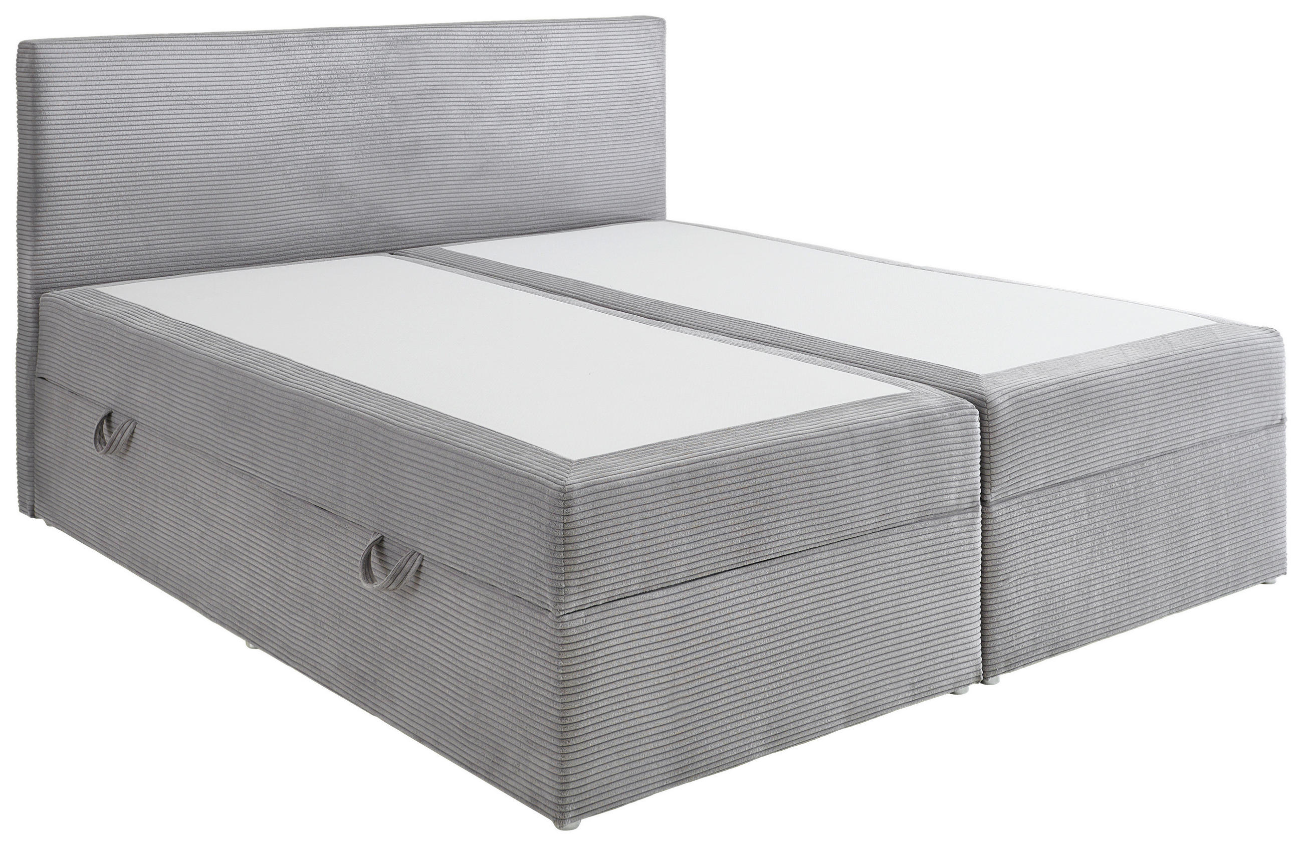 BOXBETT 180/200 cm,  in Hellgrau, Bettkasten, Matratzen, H3 = fest  - Chromfarben/Hellgrau, KONVENTIONELL, Kunststoff/Textil (180/200cm) - Boxxx