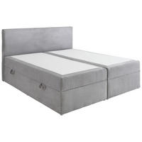BOXBETT 180/200 cm,  in Hellgrau, Bettkasten, Matratzen, H3 = fest  - Chromfarben/Hellgrau, KONVENTIONELL, Kunststoff/Textil (180/200cm) - Boxxx