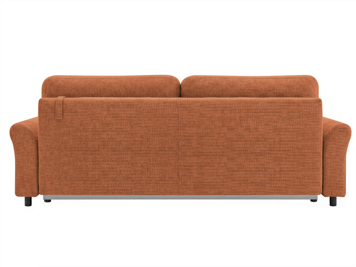 SCHLAFSOFA Flachgewebe, Struktur Rostfarben  inkl. Zierkissen, Rückenkissen, Bettkasten, Schlaffunktion, Rücken echt  - Rostfarben/Schwarz, Design, Textil (244/88/100cm) - P & B