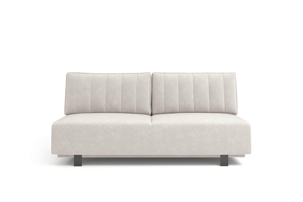 SCHLAFSOFA OLIVIO Velours Creme  inkl. Bettkasten, Schlaffunktion  - Creme/Schwarz, Basics, Holz/Textil (200/90/95cm) - Livetastic