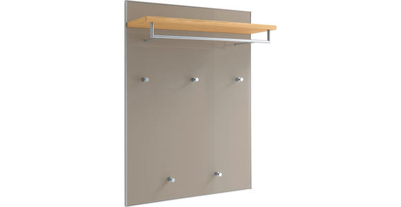 GARDEROBENPANEEL in 80/109/27 cm - Taupe/Eiche Bianco, Design, Glas/Holz (80/109/27cm) - Novel
