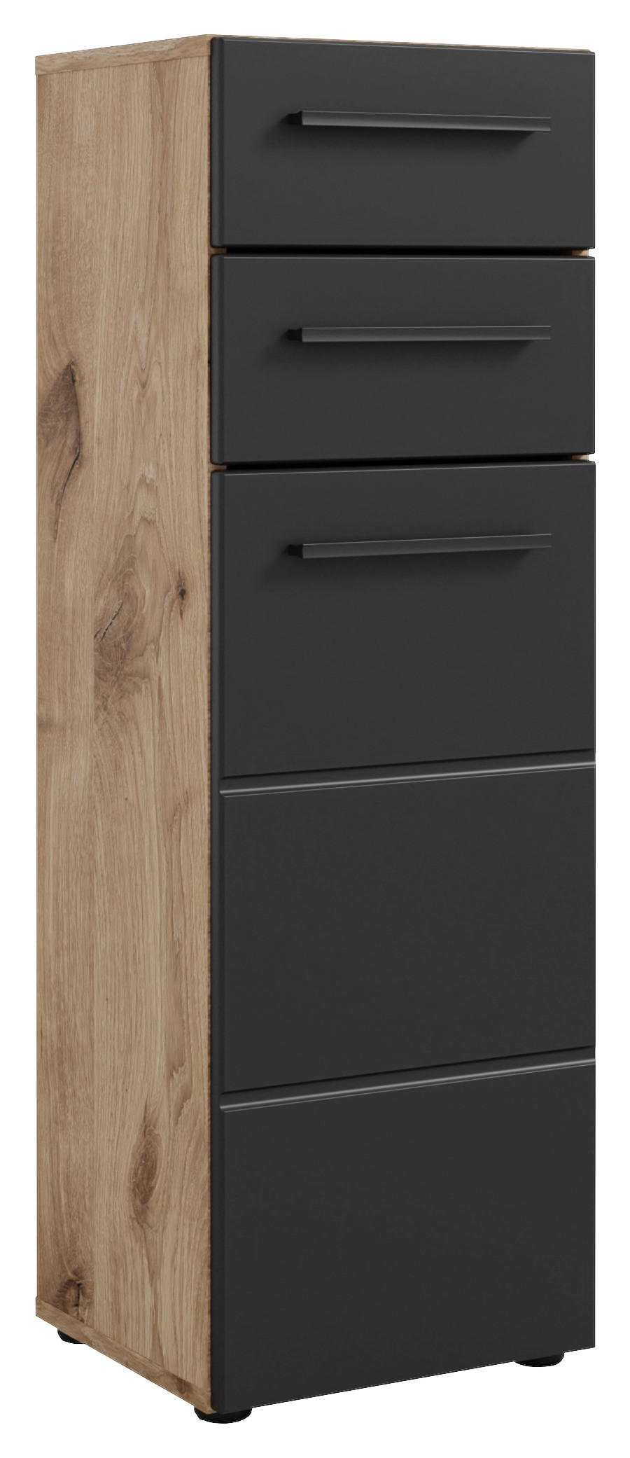 MIDISCHRANK 34/104/31 cm  - Eichefarben/Schwarz, Modern, Holzwerkstoff/Kunststoff (34/104/31cm) - MID.YOU