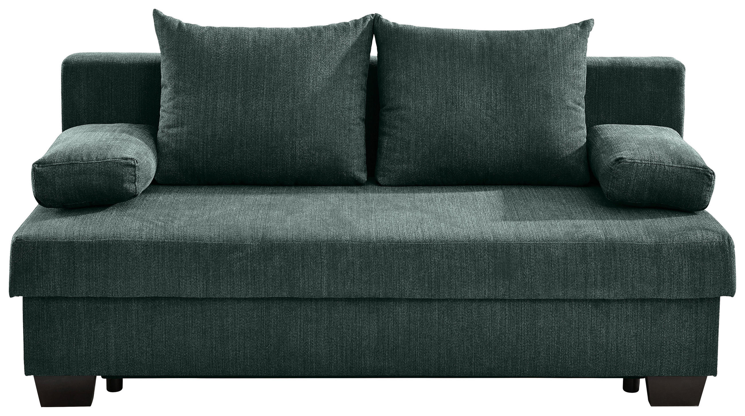 SCHLAFSOFA Bilbao  mit Stoffauswahl, Schlafen auf Sitzhöhe, Rücken echt Flachgewebe Dunkelgrün  - Dunkelgrün, KONVENTIONELL, Holz/Textil (200/88/102cm) - Xora