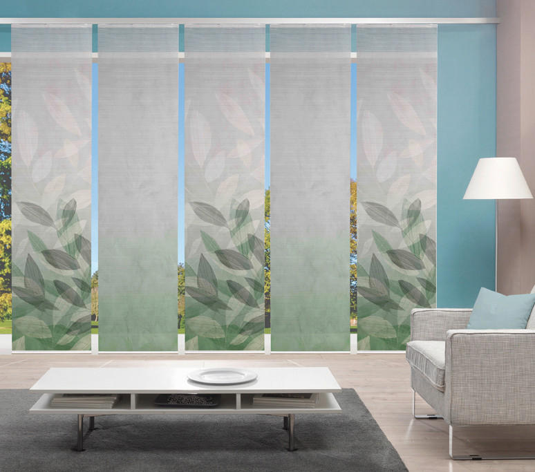 FLÄCHENVORHANG  5 Stück  halbtransparent   60/245 cm  - Grün, Natur, Textil (60/245cm) - Novel