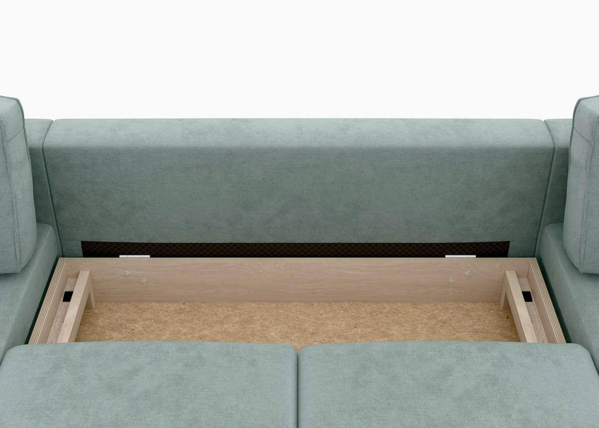 WOHNLANDSCHAFT Mintgrün Struktur  - Schwarz/Mintgrün, MODERN, Textil/Metall (161/306/161cm) - Trendmanufaktur