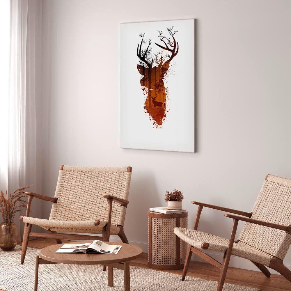 LEINWANDBILD Abstraktes, Tiere, Bäume 60/90/1,2 cm  - Cognac/Weiß, Basics, Holz/Textil (60/90/1,2cm) - artgeist