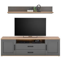 TV-ELEMENT siva, hrast artisan  - srebrne barve/siva, Trendi, umetna masa/leseni material (200/60/38cm) - Carryhome