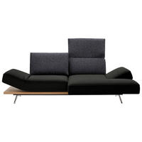 ECKSOFA in Flachgewebe Schwarz, Dunkelblau  - Chromfarben/Schwarz, Design, Holz/Textil (240/132cm) - Koinor