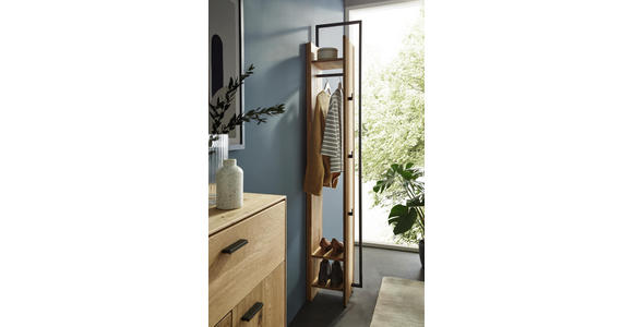 WANDGARDEROBE - Eichefarben/Anthrazit, Natur, Holz/Metall (28,8/210,3/38,4cm) - Valnatura