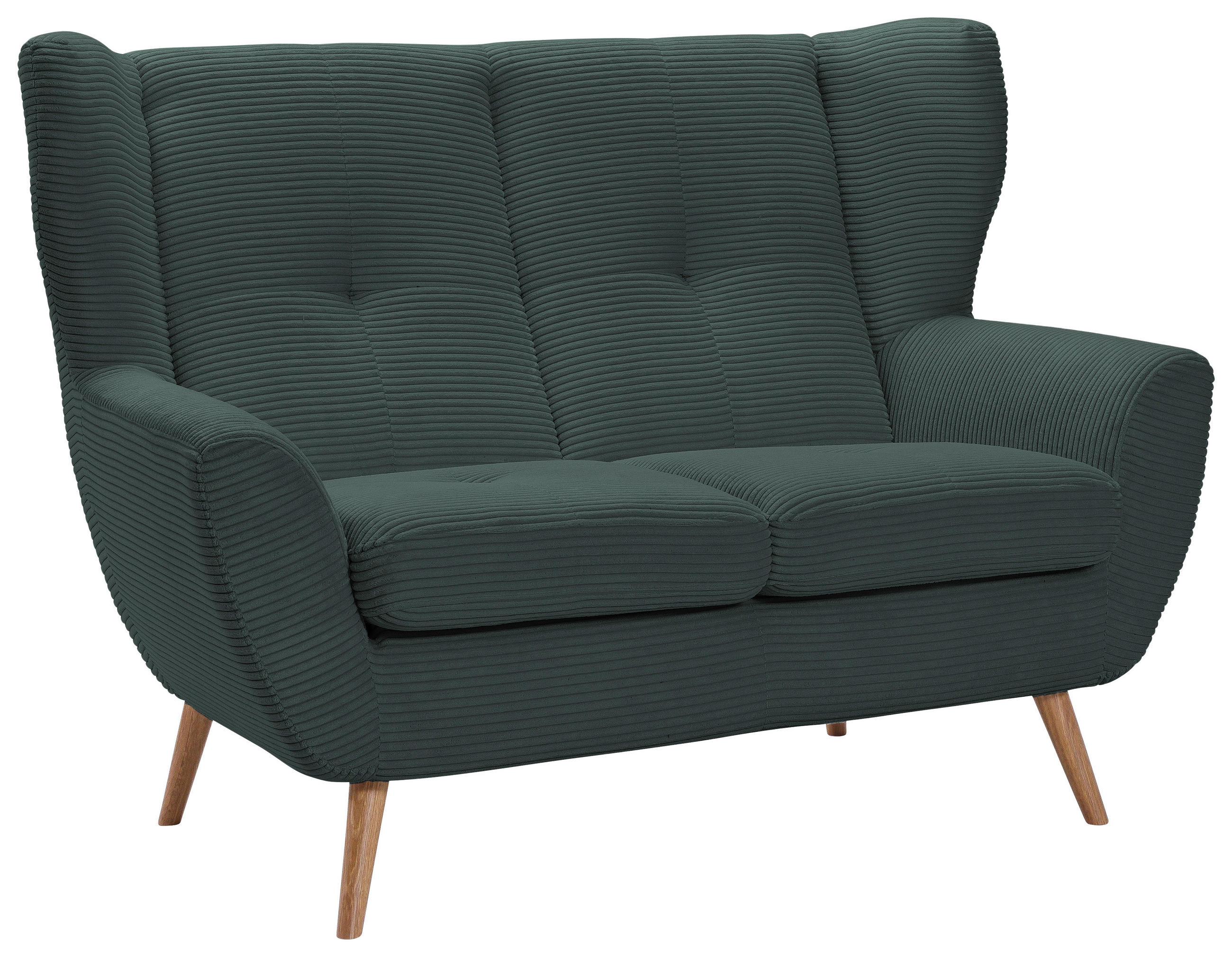 2-SITZER-SOFA in Cord Dunkelgrün  - Dunkelgrün/Eichefarben, Design, Holz/Textil (140/102/90cm) - Stylife