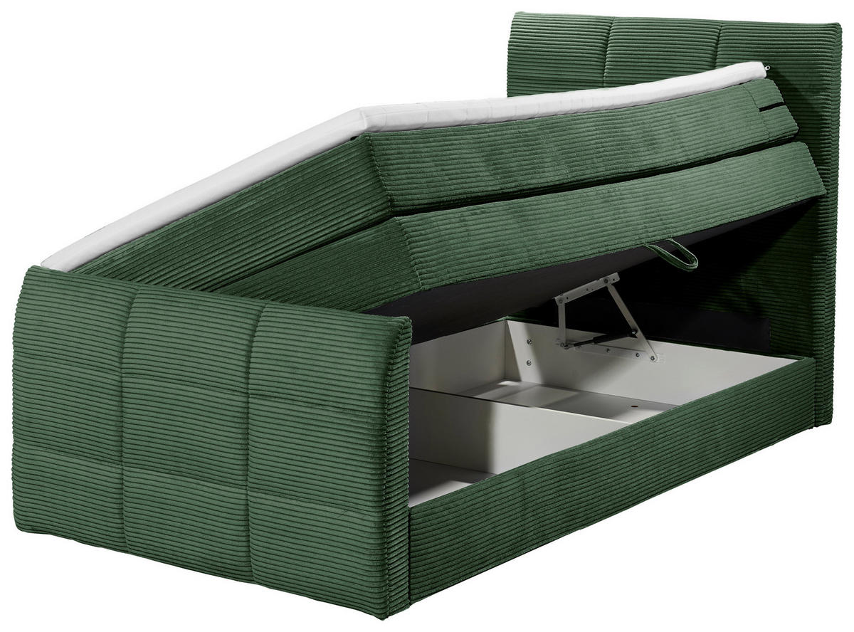 BOXSPRINGBETT 120/200 cm  in Olivgrün  - Schwarz/Olivgrün, Modern, Holzwerkstoff/Kunststoff (120/200cm) - MID.YOU