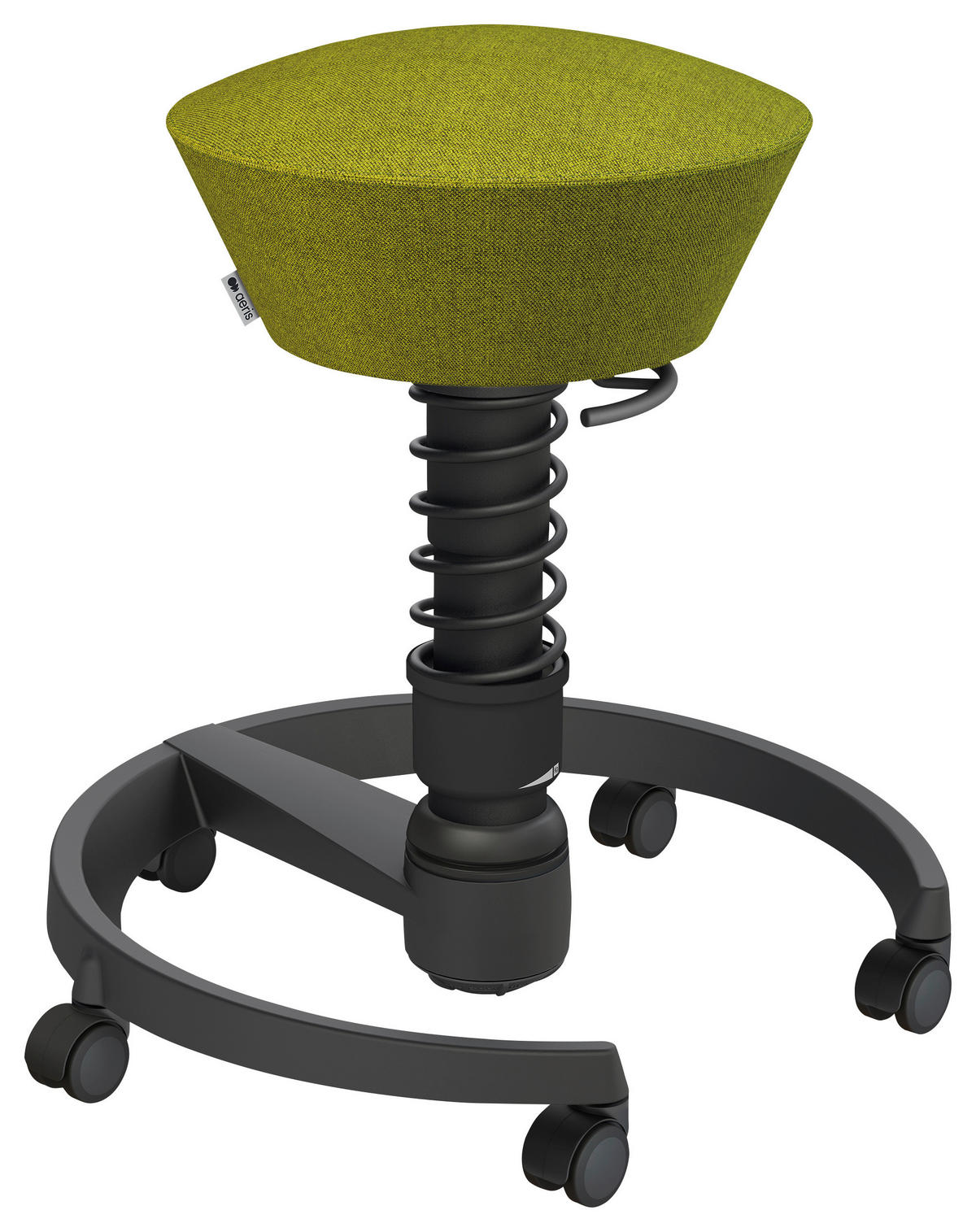 BÜROHOCKER Wollmischung mel. Grün, Schwarz  - Schwarz/Grün, Basics, Kunststoff/Textil (55/45,66/55cm) - Aeris