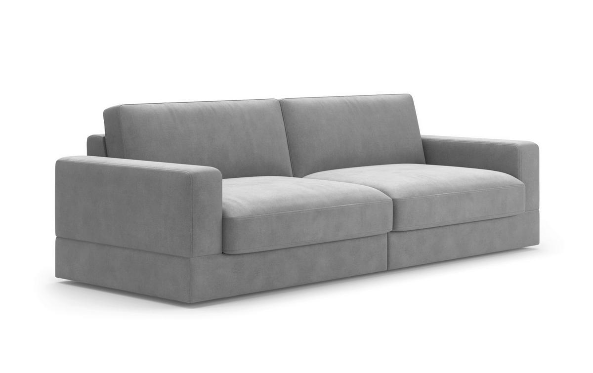 BIGSOFA FABIO E Flachgewebe Grau  - Schwarz/Grau, MODERN, Kunststoff/Textil (264/87/108cm) - Sit & More