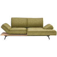 ECKSOFA 240/132 cm  in Chenille Grün, Goldfarben Rücken echt, Kopfteilverstellung, Sitztiefenverstellung  240/132 cm  - Goldfarben/Schwarz, Design, Holz/Textil (240/132cm) - Koinor