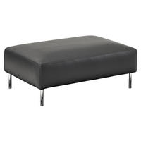 HOCKER Echtleder Schwarz  - Chromfarben/Schwarz, Design, Leder/Metall (100/41/70cm) - Johann Jakob