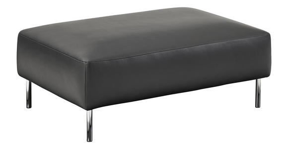 HOCKER Echtleder Schwarz - Chromfarben/Schwarz, Design, Leder/Metall (100/41/70cm) - Johann Jakob