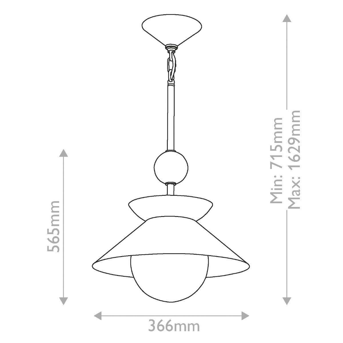 HÄNGELEUCHTE Quintiesse 71,5/36,6/36,6 cm  - Messingfarben, KONVENTIONELL, Glas/Metall (71,5/36,6/36,6cm) - Elstead Lighting