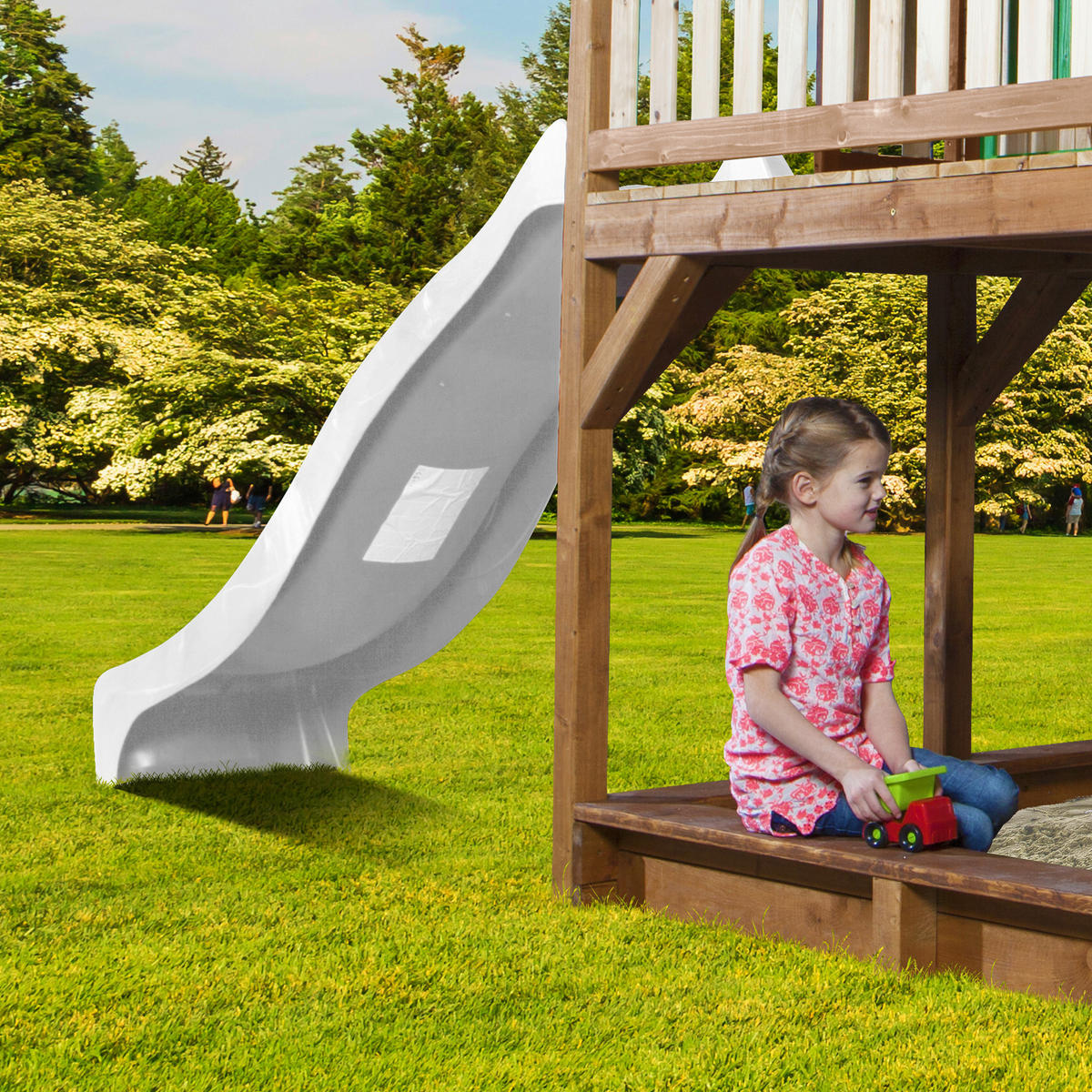 SPIELTURM 613/291/277 cm  - Braun/Weiß, KONVENTIONELL, Holz (613/291/277cm) - Ambia Garden