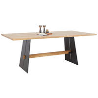 ESSTISCH in Holz 200/100/76 cm  - Eichefarben/Schwarz, Design, Holz/Metall (200/100/76cm) - Linea Natura