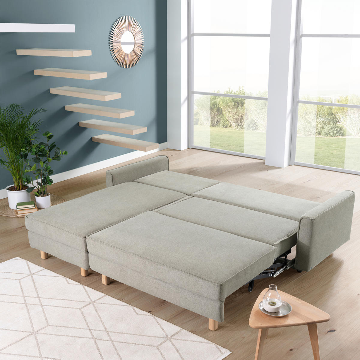 ECKSOFA in Chenille Olivgrün  170/237 cm  - Eichefarben/Olivgrün, KONVENTIONELL, Holz/Textil (170/237cm) - Sedda