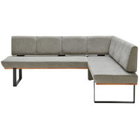 ECKBANK 225/175 cm Webstoff Grau Eiche vollmassiv   - Schwarz/Grau, MODERN, Holz/Textil (225/175cm) - Livetastic